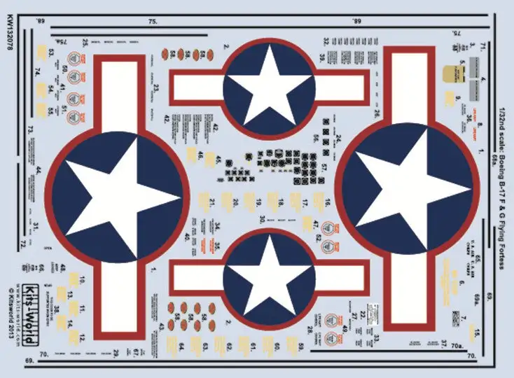 Warbird Decals 132078 1/32 B17F/G General Stenciling & National Insignia, Cockpit Instrumentation & Walkways