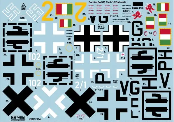 Warbird Decals 132104 1/32 Dornier Do335A for HKM (3 diff markings)