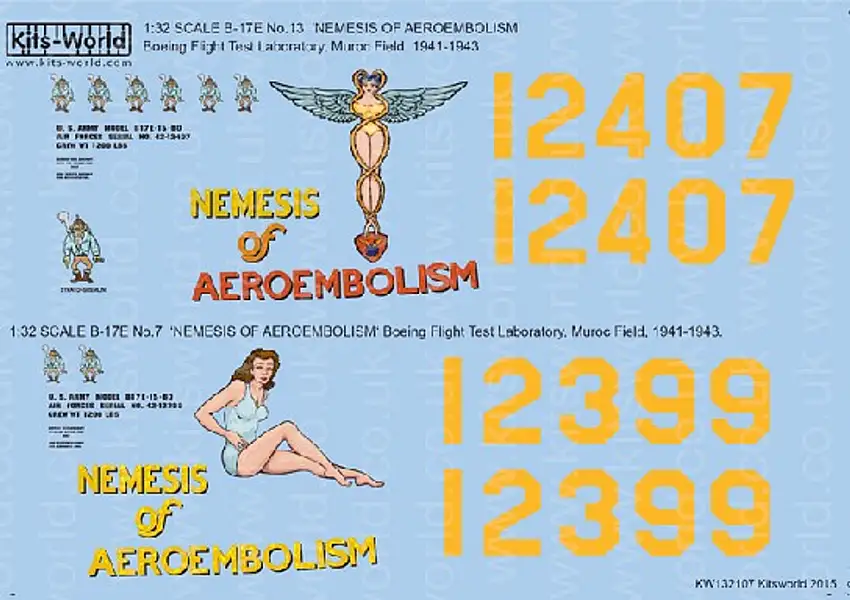 B-17E No7 & 13 Nemesis of Aeroembolism 1/32 Kitsworld Decals