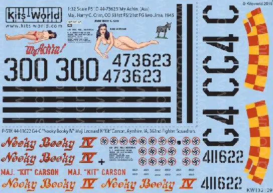 Warbird Decals 132109 1/32 P51 My Achin (Ass), Nooky Booky IV