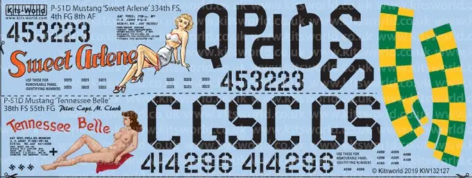 Warbird Decals 132127 1/32 P51D Little Friends of Mighty 8th AF Sweet Arlene, Tennessee Belle
