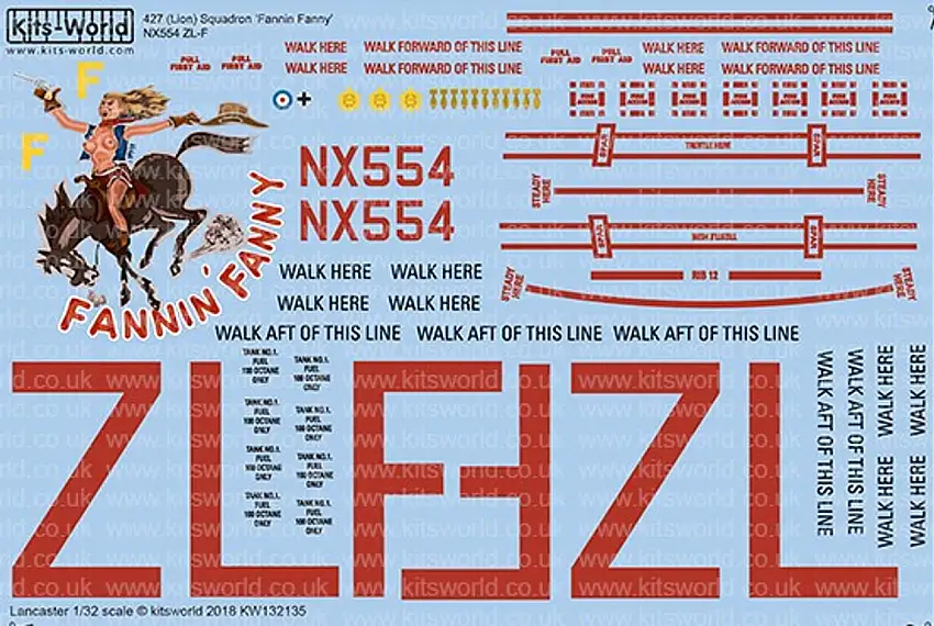Avro Lancaster Bomber B Mk I (Lion), Fannin Fanny 427th Sq. for HKM 1/32 Warbird Decals