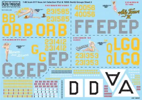 Warbird Decals 148007 1/48 B17s Mount' N Ride, Holy Terror III, Mason & Dixon, Queenie