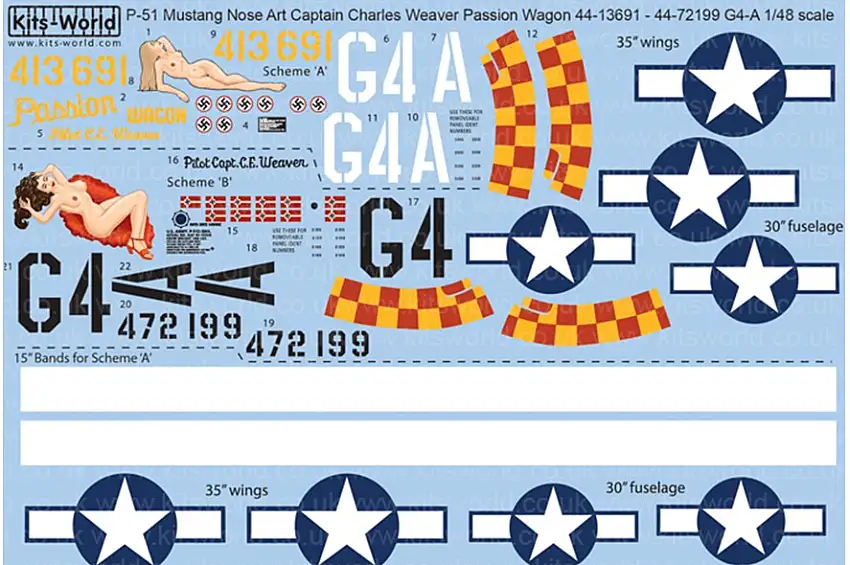 Warbird Decals 148056 1/48 P51D Passion Wagon Scheme A/B