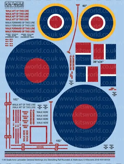 Warbird Decals 148104 1/48 Avro Lancaster General Markings, Stenciling RAF Roundels & Walkways