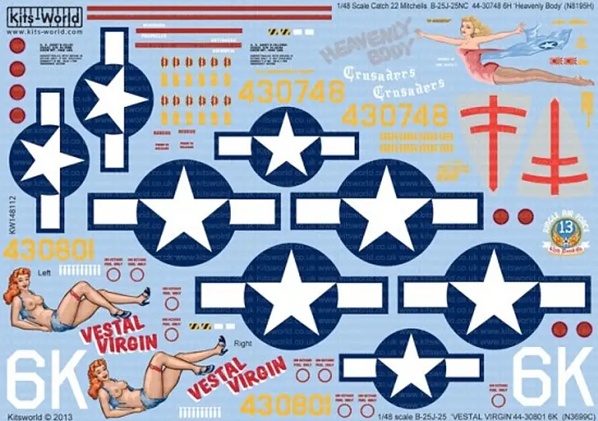 B-25J "Heavenly Body" & "Vestal Virgin" 1/32 Warbird Decals