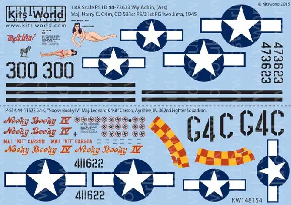 Warbird Decals 148154 1/48 P51 My Achin (Ass), Nooky Booky IV