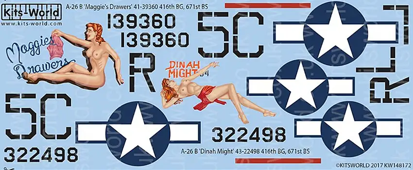 A-26B Maggie's Drawers', Dinah Might 1/48 Warbird Decals