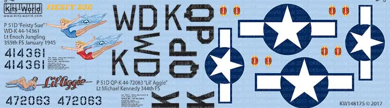 Warbird Decals 148175 1/48 P51D Fiesty Sue, Lil Aggie for RVL
