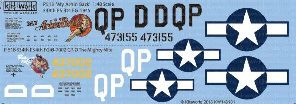 Warbird Decals 148181 1/48 P51B/D The Mighty Mite, My Achin Back
