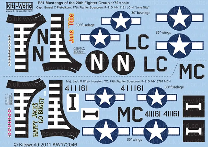 Warbird Decals 172046 1/72 P51D Happy Jacks Go Buggy, June Nite