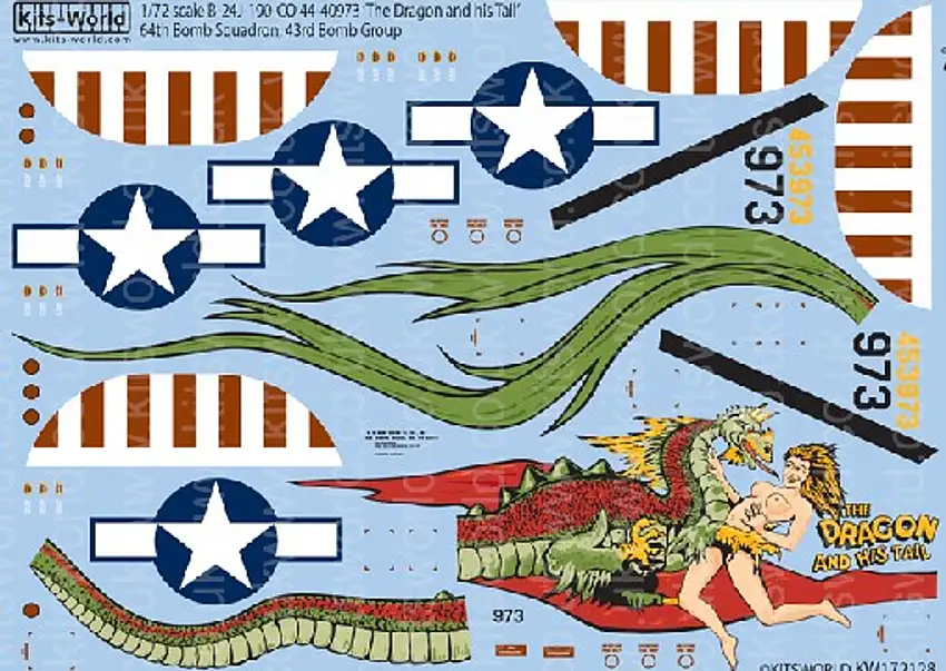 B-24J Liberator 'Dragon and His Tail' 1/72 Kitsworld Decals