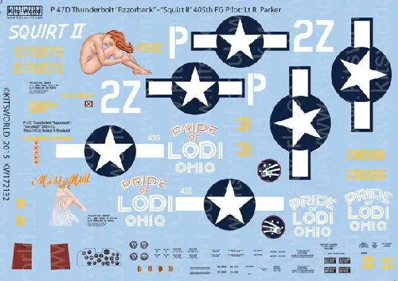 Warbird Decals 172132 1/72 P47D Squirt II, Miss Mutt Pride of Lodi Ohio