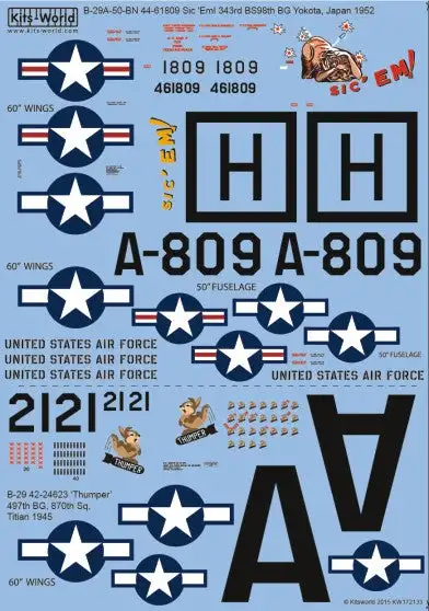 Warbird Decals 172133 1/72 B29 Sic em!/Later Black Underside Scheme, Thumper