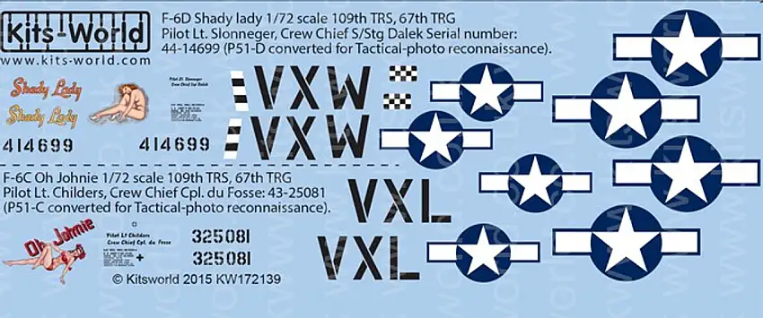 P-51 Shady Lady, Oh Johnie 1/72 Kitsworld Decals