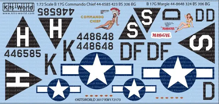 Warbird Decals 172173 1/72 B17G Commando Chief, Margie