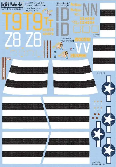 Warbird Decals 172206 1/72 C47A Southern Cross, Tico Belle, Placid Lassie