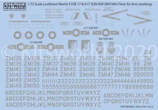 Warbird Decals 172212 1/72 F35B 17 & 617 SQN RAF/809 NAS Fleet Air Arm Markings for ITA & ACY