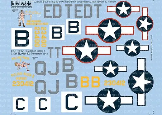 Warbird Decals 172236 1/72 B17F 339th BS, 96th BG Mischief Maker II, The Gremlin's Sweetheart