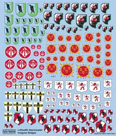 Warbird Decals 172482 Multi-Scale 1/72, 1/48 Luftwaffe Fighter Unit Emblems Pt.1