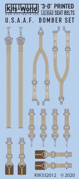 Warbird Decals 332012 1/32 3D Color Seatbelts B17G Flying Fortress & USAAF Bombers