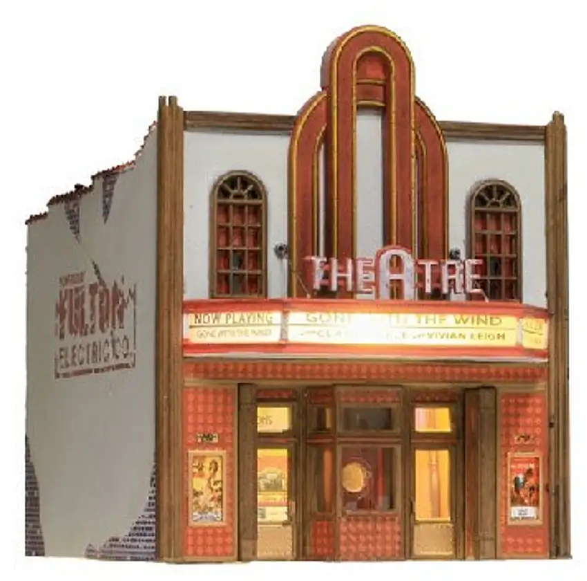 Built-N-Ready Theater 2-Story Building w/Installed LED Lighting N Scale Woodland Scenics