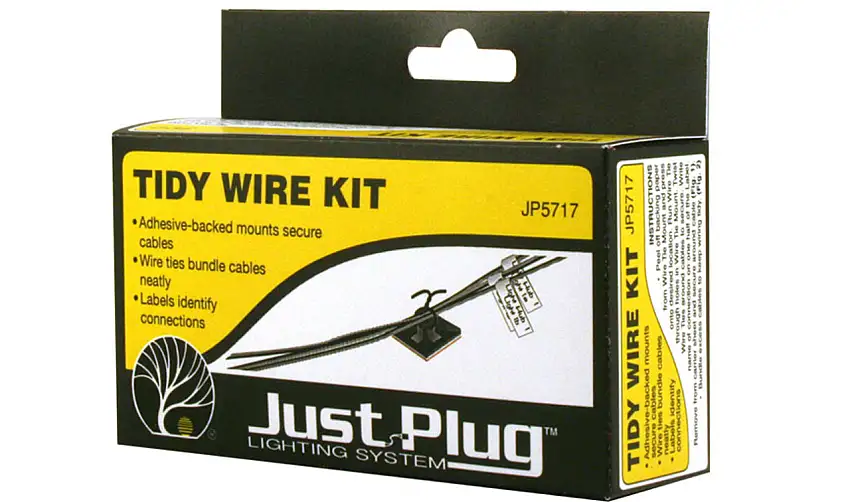 Just Plug: Tidy Wire Kit, 12 Wire Mounts, 24 Twist Ties, 20 Labels Woodland Scenics