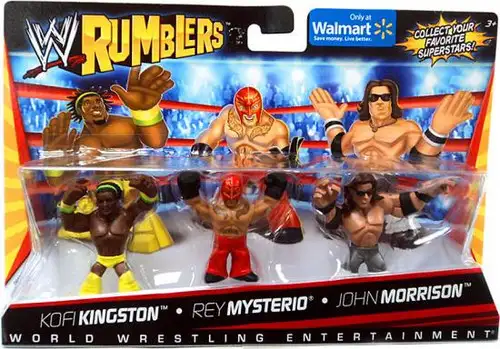 WWE Wrestling Rumblers Series 1 Kofi Kingston, Rey Mysterio & John Morrison Exclusive Mini Figure 3-Pack