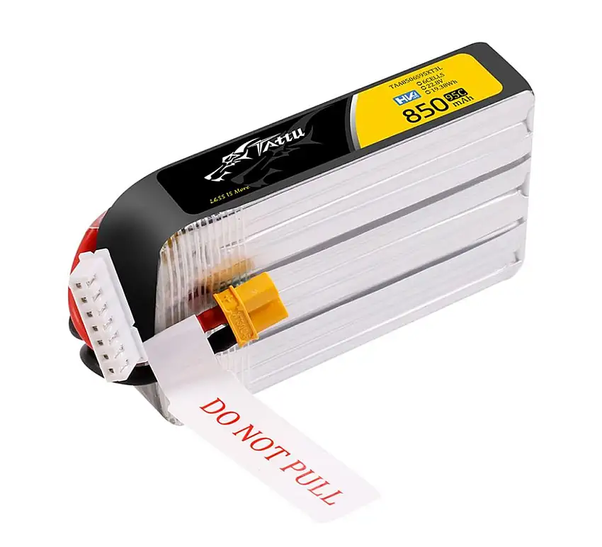 Tattu 850mAh 6S 95C 22.8V HV Lipo Battery Long Pack with XT30 Plug