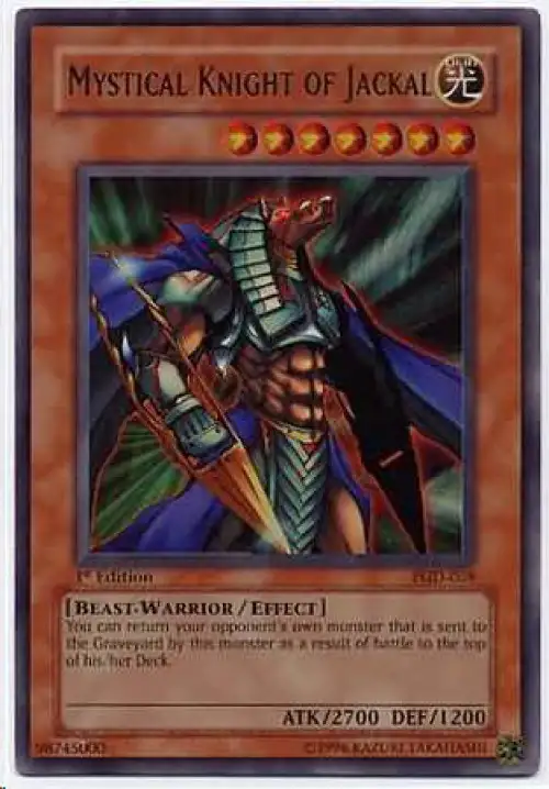 YuGiOh Pharaonic Guardian Ultra Rare Mystical Knight of Jackal PGD-069
